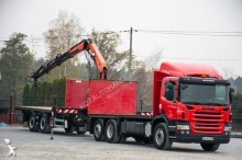 ciężarówka z przyczepą platforma Scania