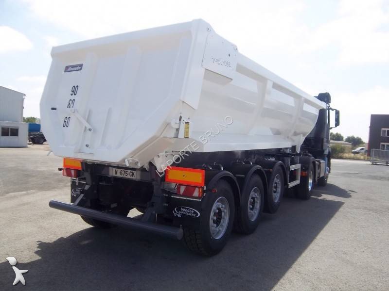 Semi remorque Vendée Carrosserie benne Enrochement VROUNDER 3 essieux